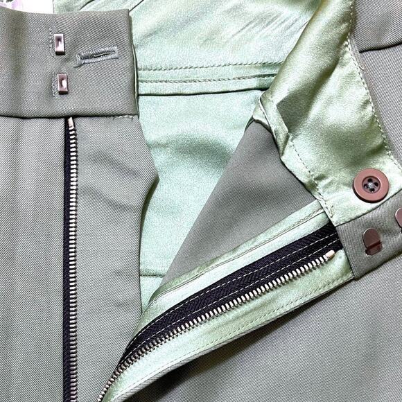 Sablyn Iris Luxury Dress Pants NWT Flat Front Wool Flare Leg Green Large - Picture 3 of 7